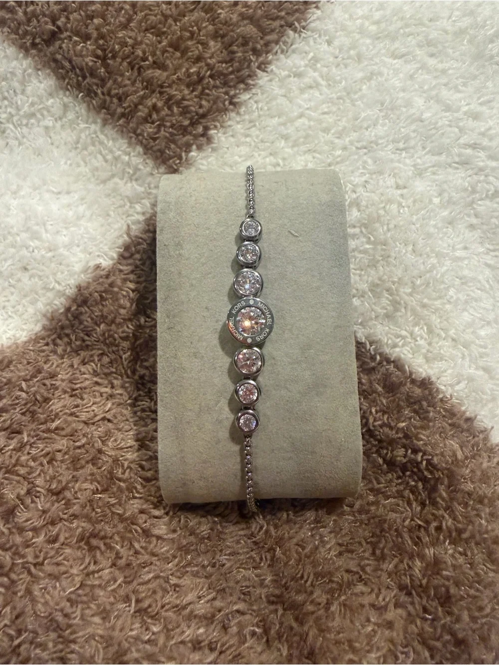 Michael Kors Silver Bracelet with Pink Crystals
